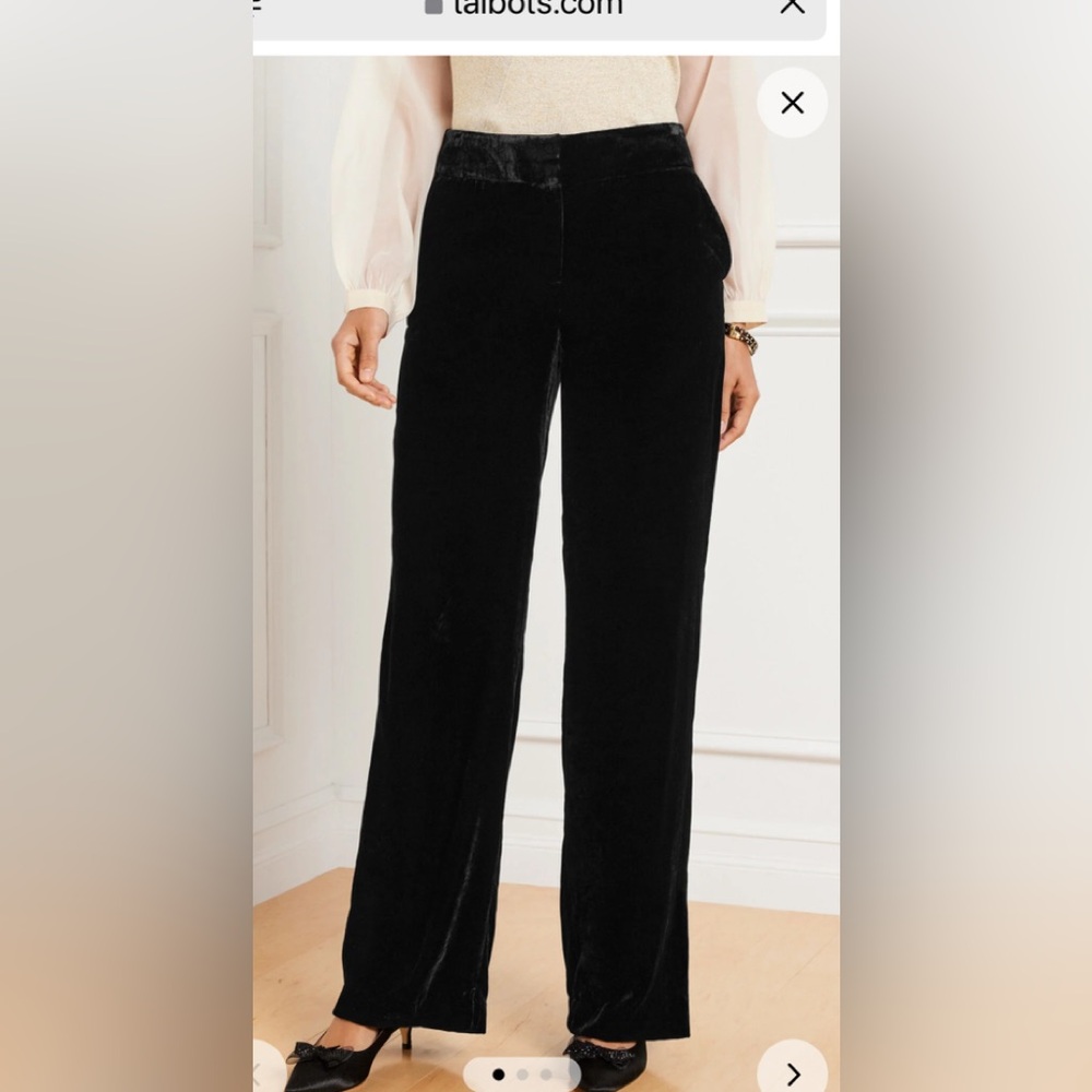 Talbots Black Wide Leg Velvet Pants